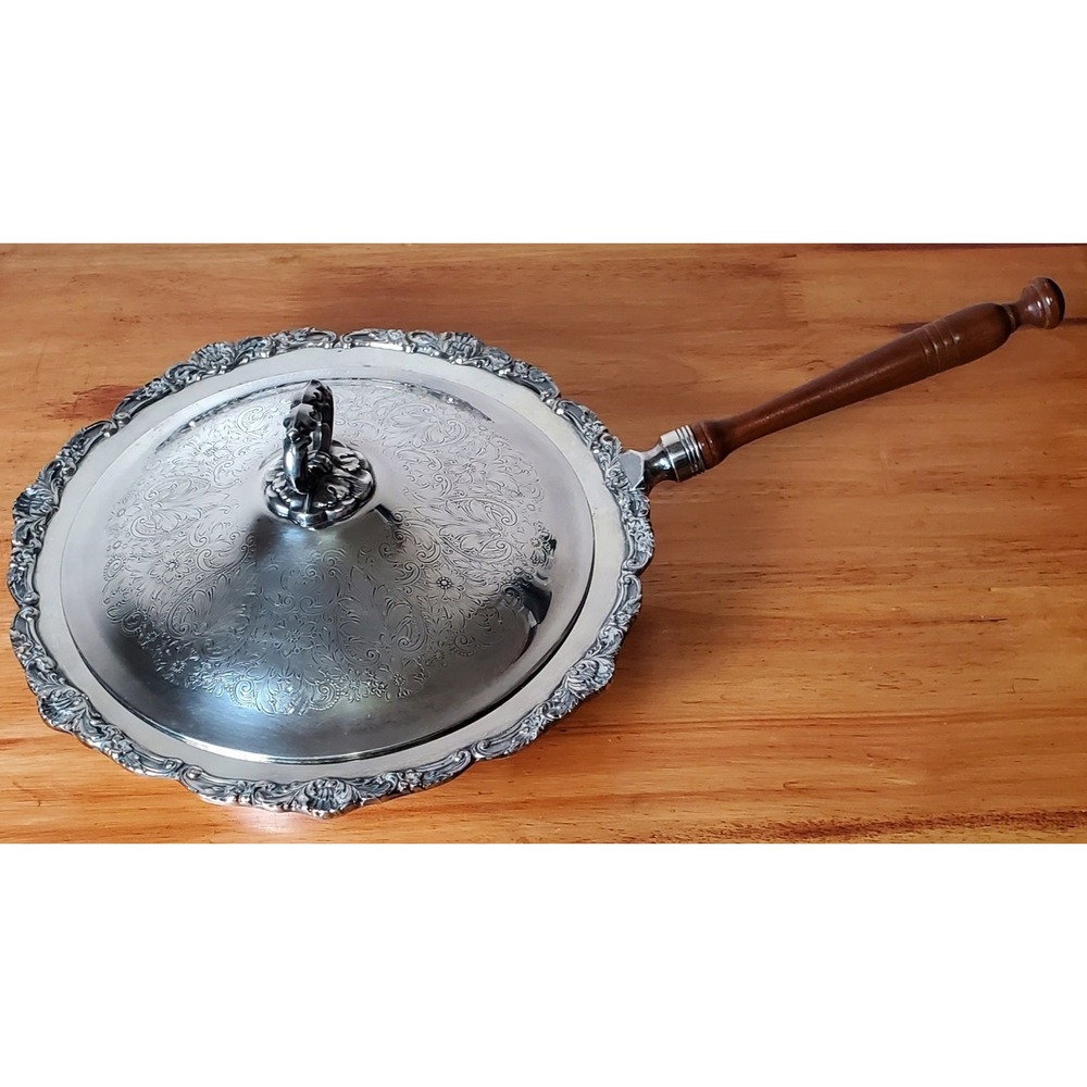 Vintage EPCA Bristol SilverPlate by Poole 118 Wood‎ Handle Chafing Pan Dish 12"